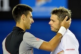 Wawrinka commiserates with Djokovic after epic Aus Open quarter-final