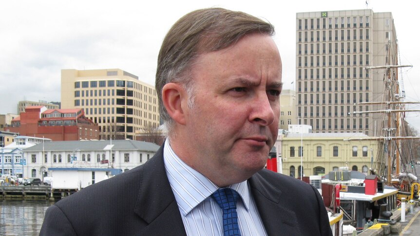 Anthony Albanese, Federal Infrastructure Minister in Hobart.