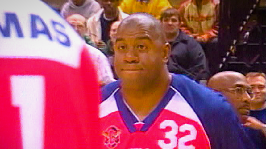 Magic Johnson suits up for the Canberra Cannons in 2002