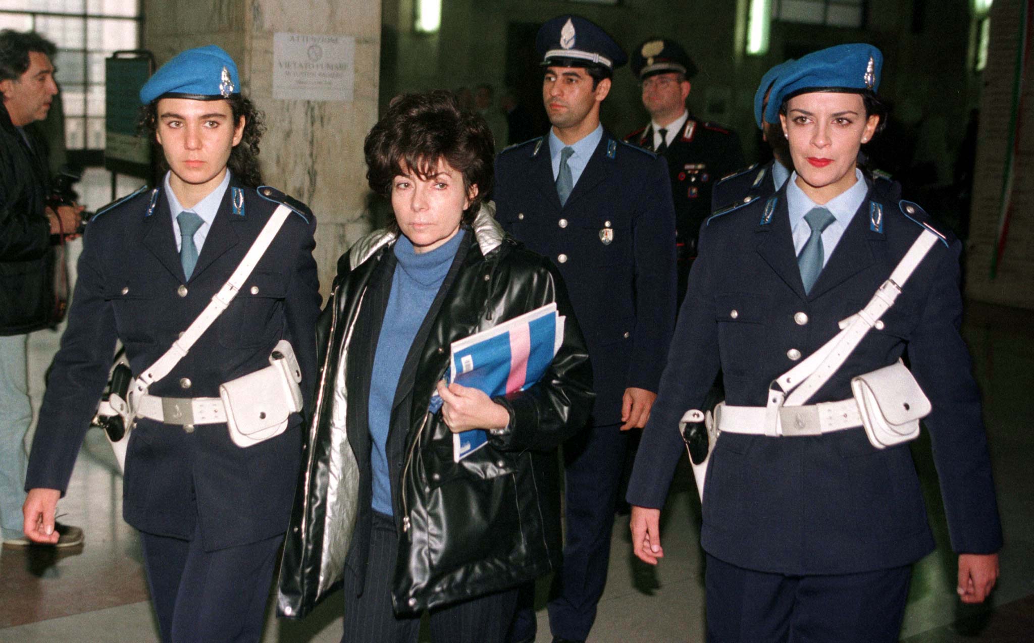 Patrizia Reggiani (centre), the ex-wife of slain fashion mogul Maurizio Gucci, was put on trial in 1998.