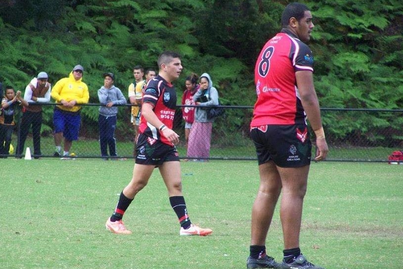 Jordan Mailata playing for the Bankstown Bulls as a junior rugby league player.