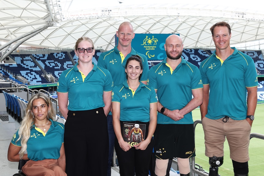 Atlet Paralimpiade Australia berpose selama Pengumuman Media Olahraga Paralimpiade Australia di Stadion Allianz pada 01 Maret 2023 di Sydney, Australia.