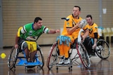 Wheelchair rugby league men's team play a game