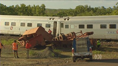 Eighty-two people were aboard the Ghan when it crashed into a truck on a level crossing.