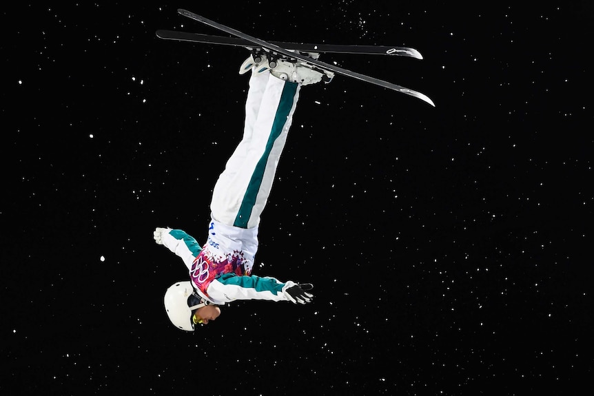 Lassila performs a jump at the 2014 Sochi Winter Olympics