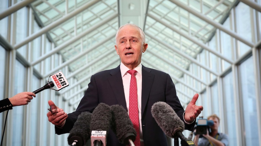 Australian Prime Minister Malcolm Turnbull faces media the morning after the 2018 Federal Budget.