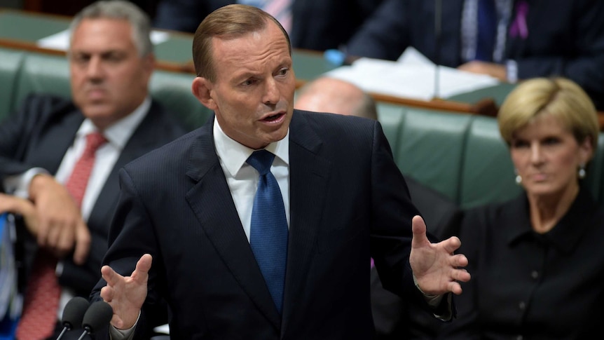 Prime Minister Tony Abbott speaks during Question Time