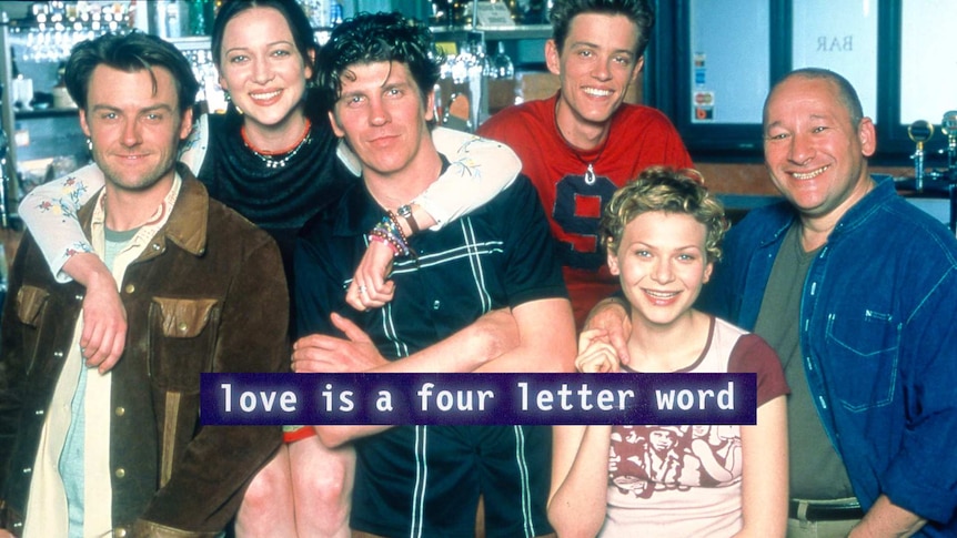 Old film photo of the cast of Love is a Four Letter Word