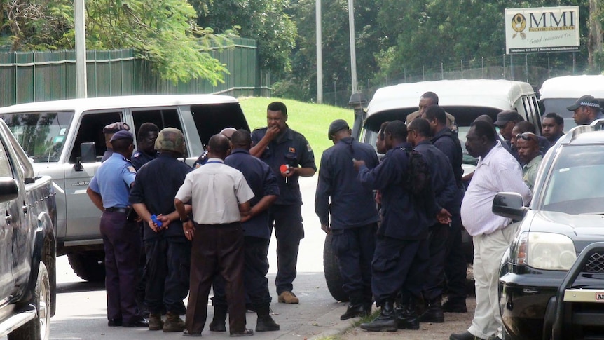 A splinter group of police blockade the Papua New Guinea parliament in Port Moresby