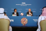 FIFA president Gianni Infantino speaks during a news conference in Doha, Qatar on December 13, 2018.