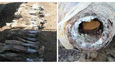 Old Iraqi mortar shells found by Danish troops.