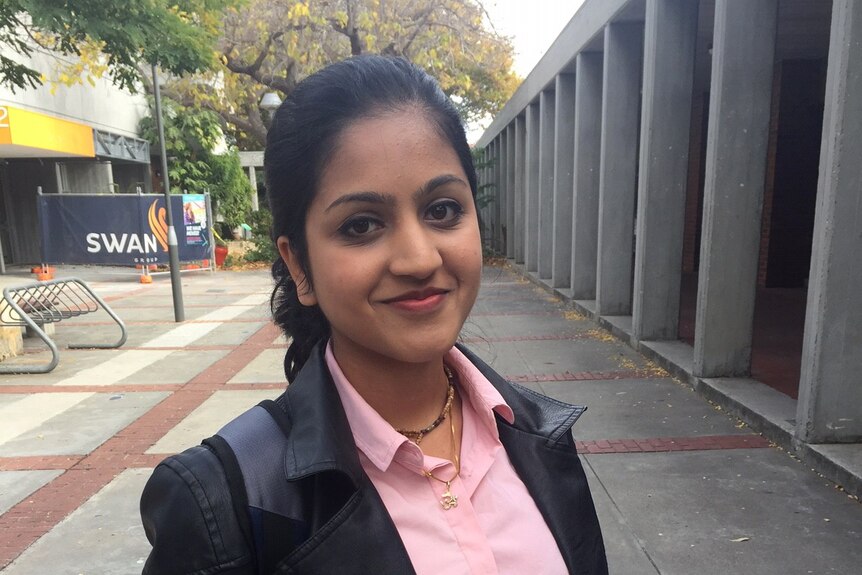 Mid shot of Aditi Chaturvedi outside at Curtin University.