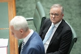 Anthony Albanese looks at Andrew Giles