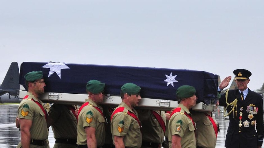 Ramp ceremony at RAAF Base Richmond for Australian soldier Sergeant Brett Wood killed in Afghanistan