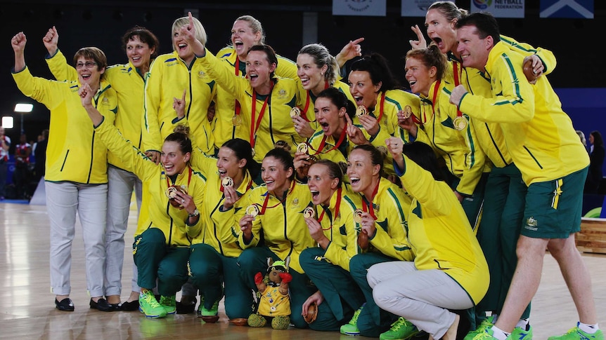 Hot favourites ... Australia celebrates after winning gold medal at last year's Commonwealth Games