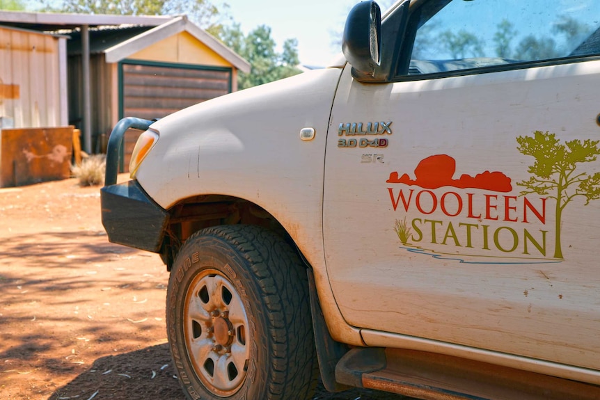 A car with a logo saying Wooleen Station