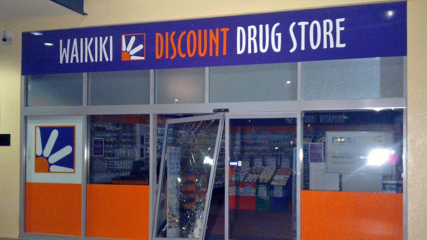 The Waikiki store which had its door smashed in