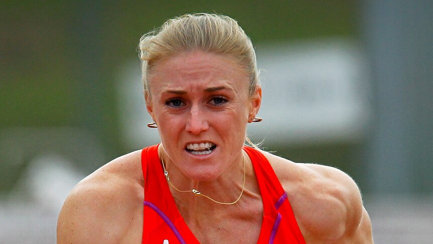 Solid outing ... Sally Pearson competing in Brisbane on Saturday