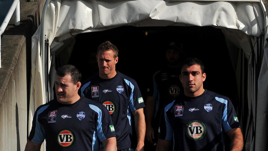 In the dark ... Mark Gasnier (c) doesn't even know who will partner him in the centres on Wednesday night.