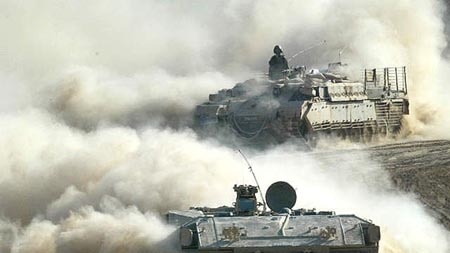 Israeli tanks move out of the Gaza Strip.