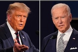 This combination of Sept. 29, 2020, file photos shows President Donald Trump, left, and former Vice President Joe Biden