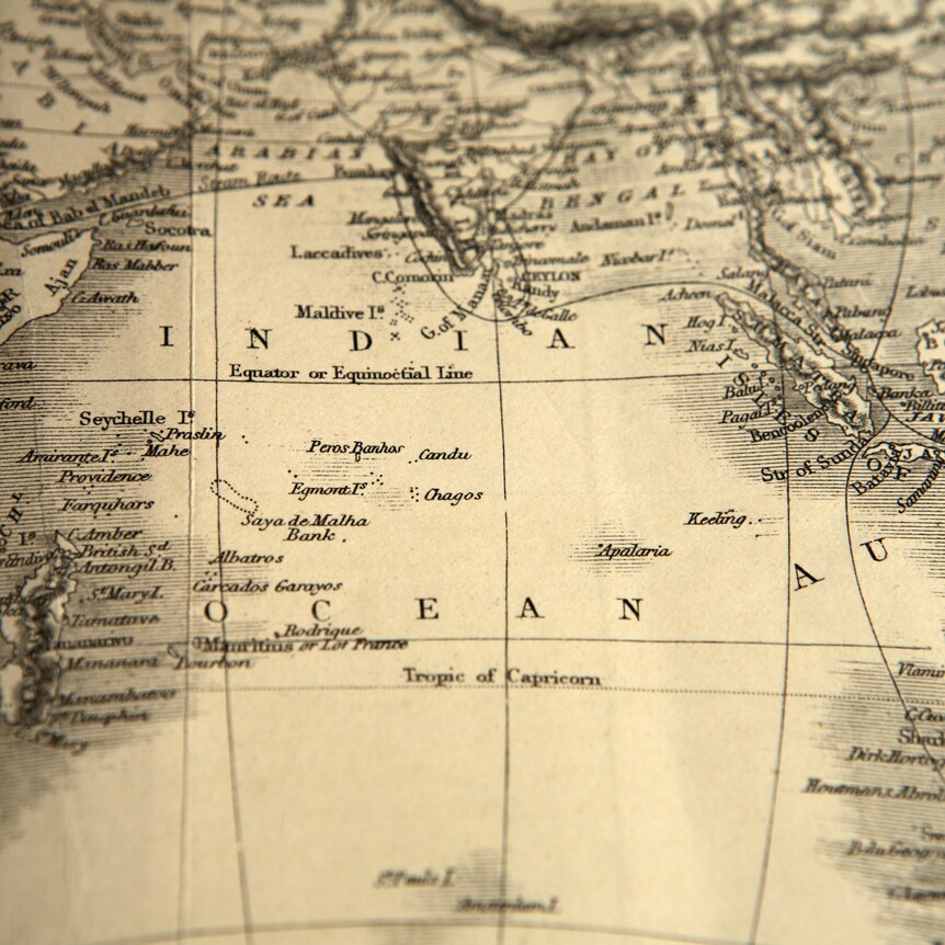 an old map of the Indian ocean