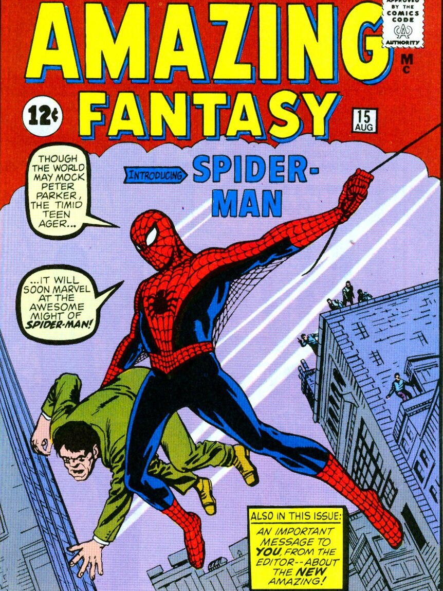 a comic book cover showing spiderman