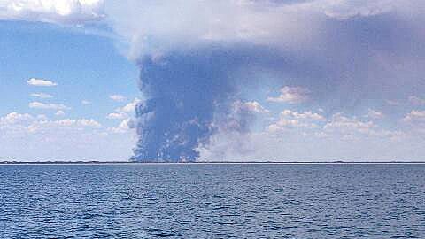 Taratap fire, seen from offshore