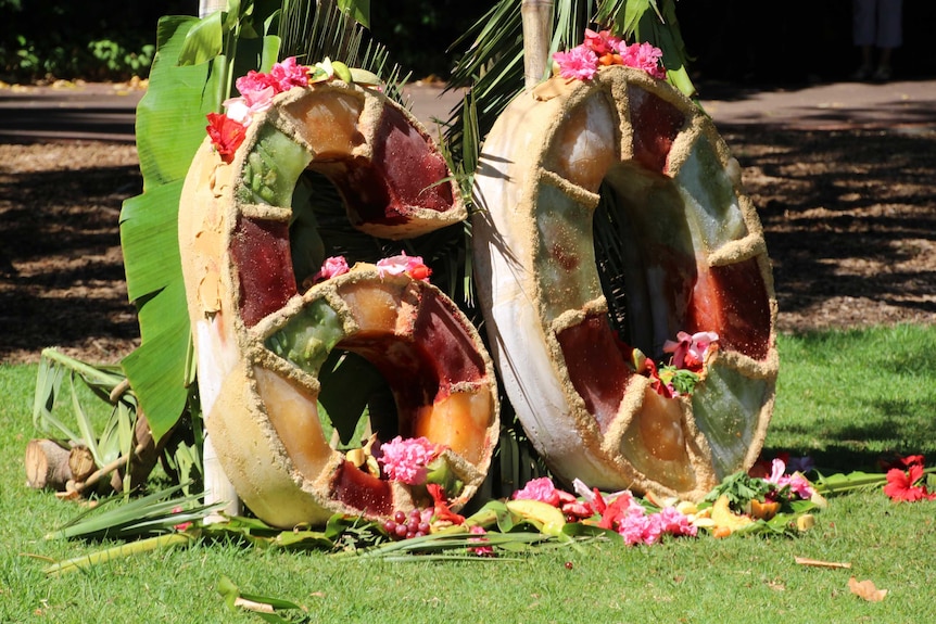 A bran and fruit birthday cake made for Tricia the elephant at Perth zoo.