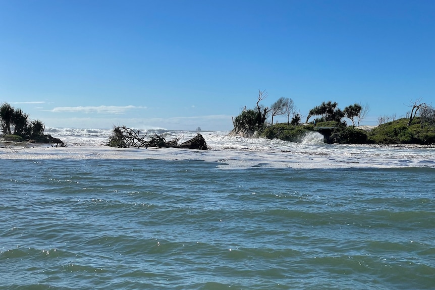 A channel cut through Bribie Island by wild surf