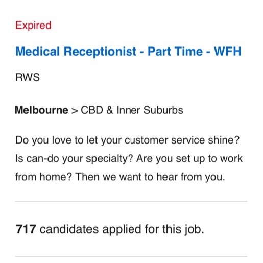 Job Application number