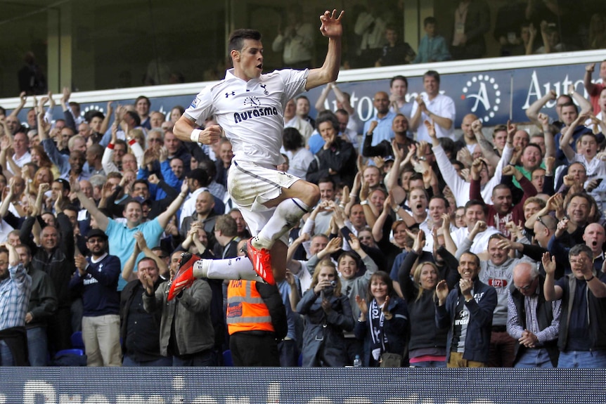 Bale celebrates after hitting scorcher against Sunderland