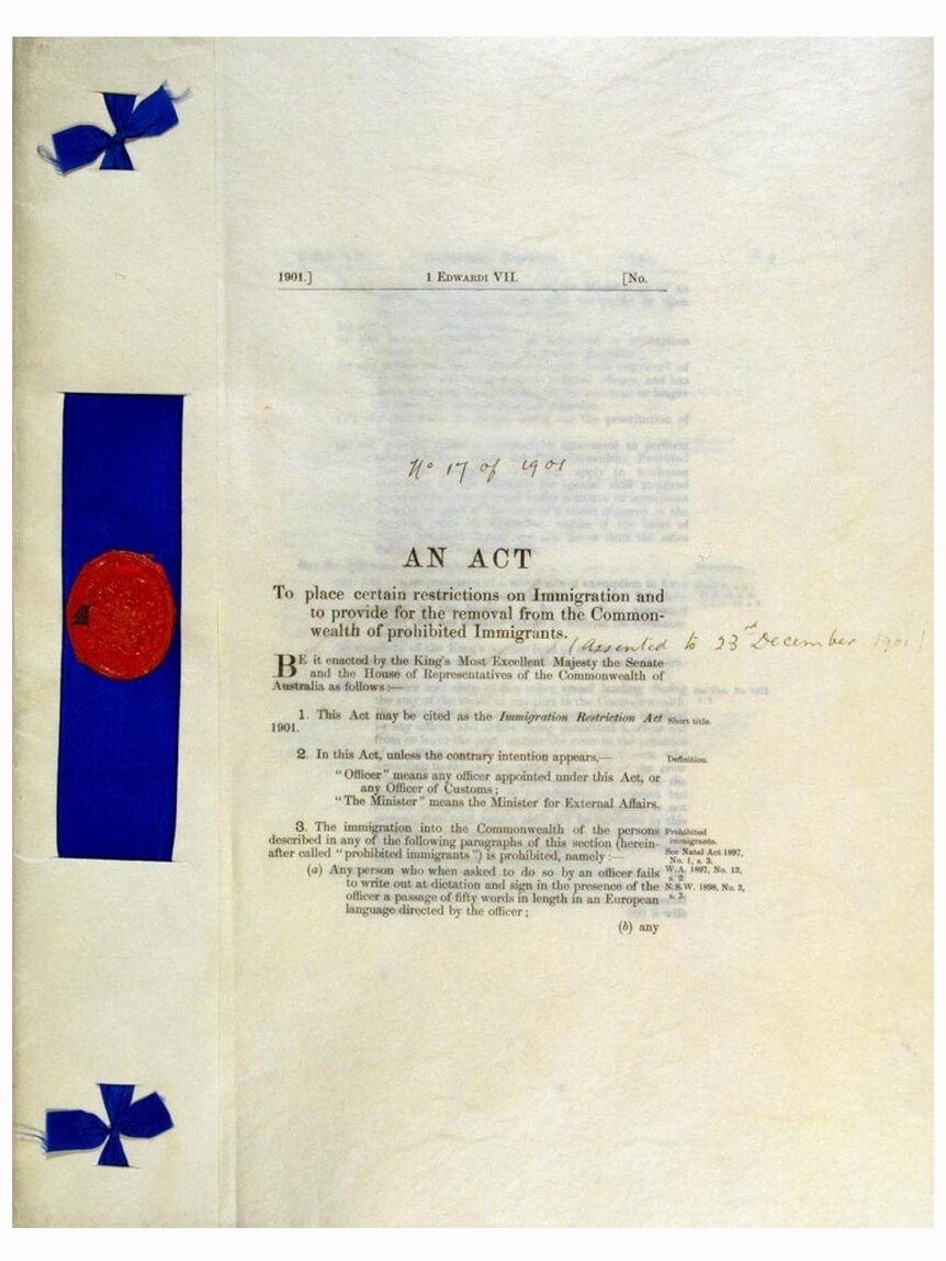 Front page of Immigration Restriction Act 1901