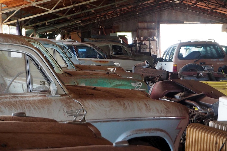 Car parked in a shed on Jon Blaikie's farm.