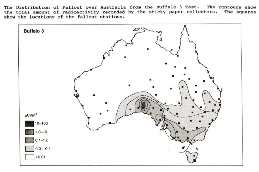 A map from the 1985 Royal Commission into British Nuclear Tests in Australia. 