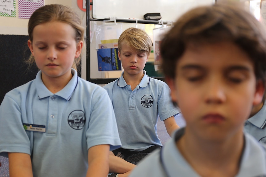 Students meditating at Byron Bay Public School