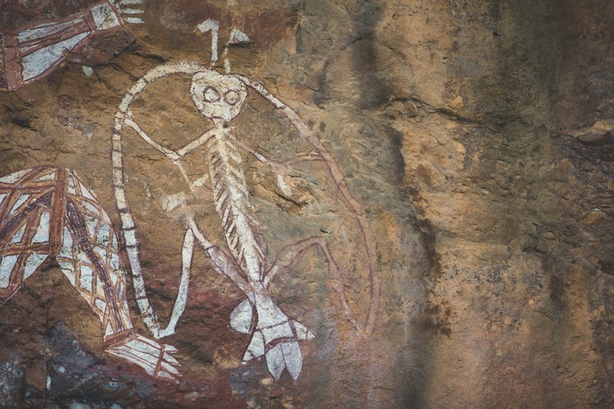 A rock art painting of the Lightning Man.