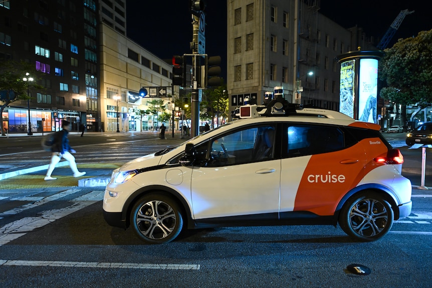 A Cruise driverless taxi in San Francisco