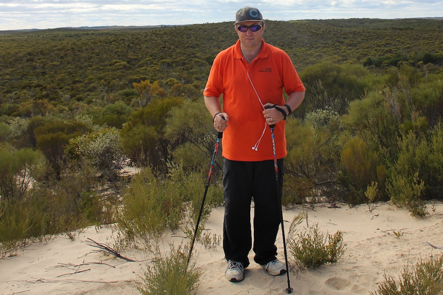 Matthew Wright training for Simpson Desert trek.