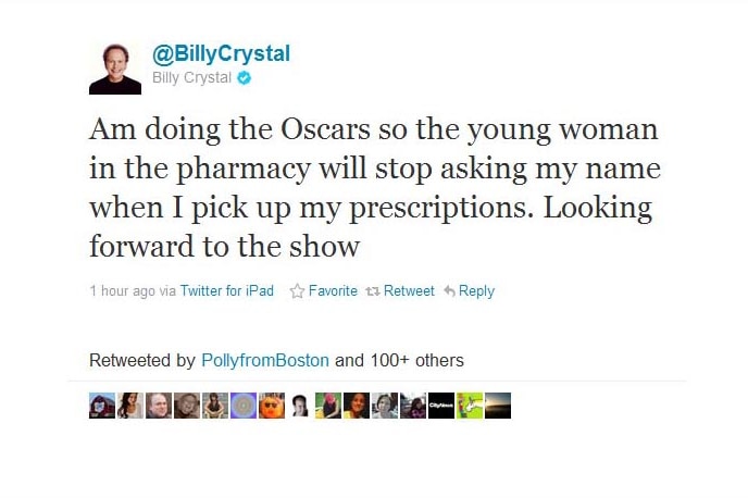 Status on Billy Crystal's Twitter account.