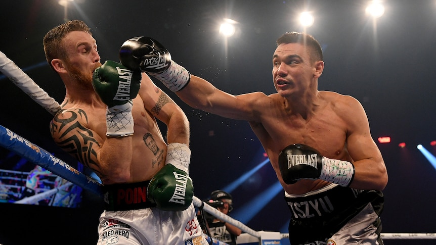 Tim Tszyu dropped Dennis Hogan with some brutal body punches.