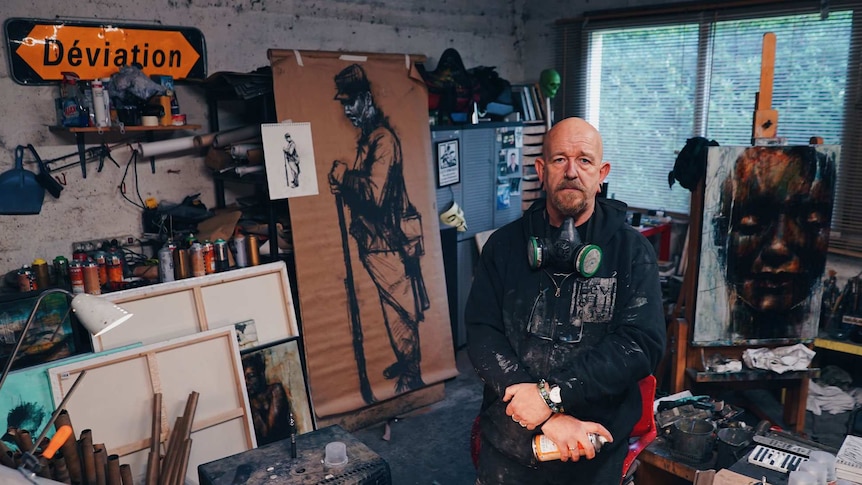 British artist Guy Denning in his studio.