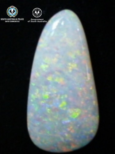 A white shiny opal.