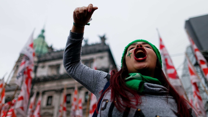 Pro-life demonstrator in Argentina