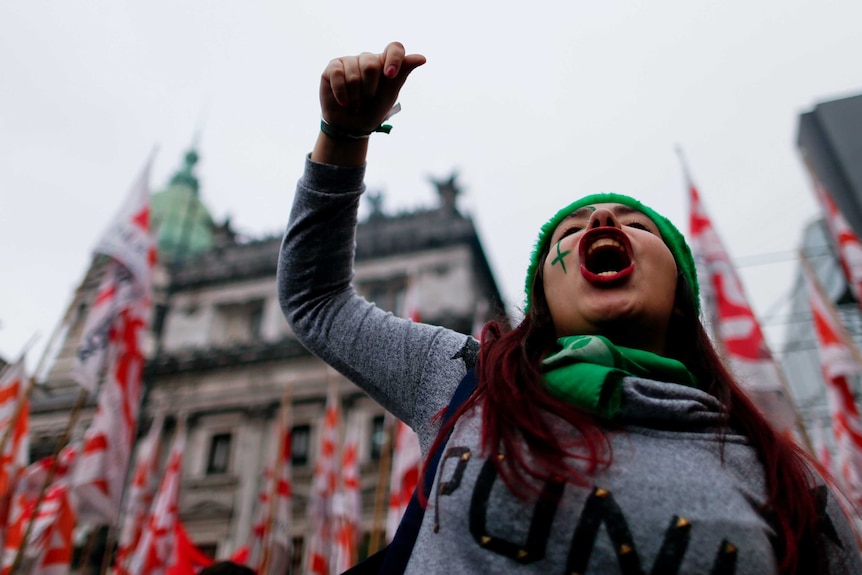 Pro-life demonstrator in Argentina