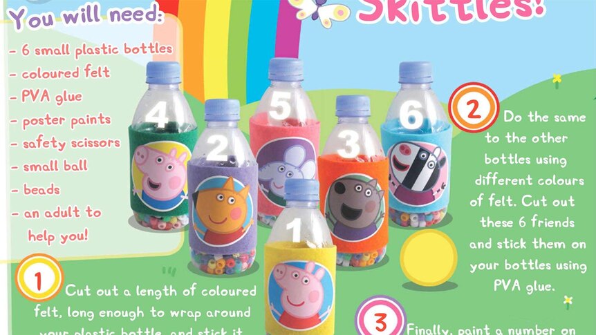 Peppa Pig Rainbow Skittles craft activity instructions