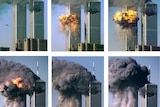 A series of shots of the 9/11 attacks.