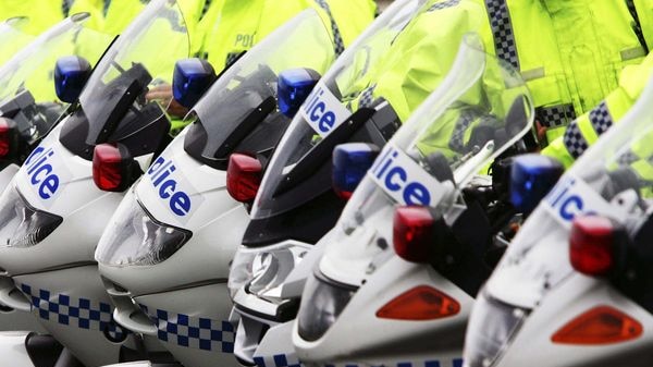 Police motorbikes in a row