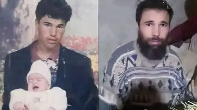 A composite image of Omar bin Omran. One photo shows him as a teenager. The other when he was found as an adult.