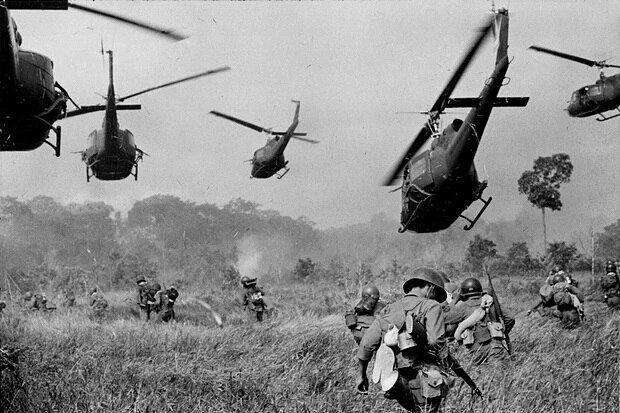 Vietnam War: Troops on the ground, helicopters above